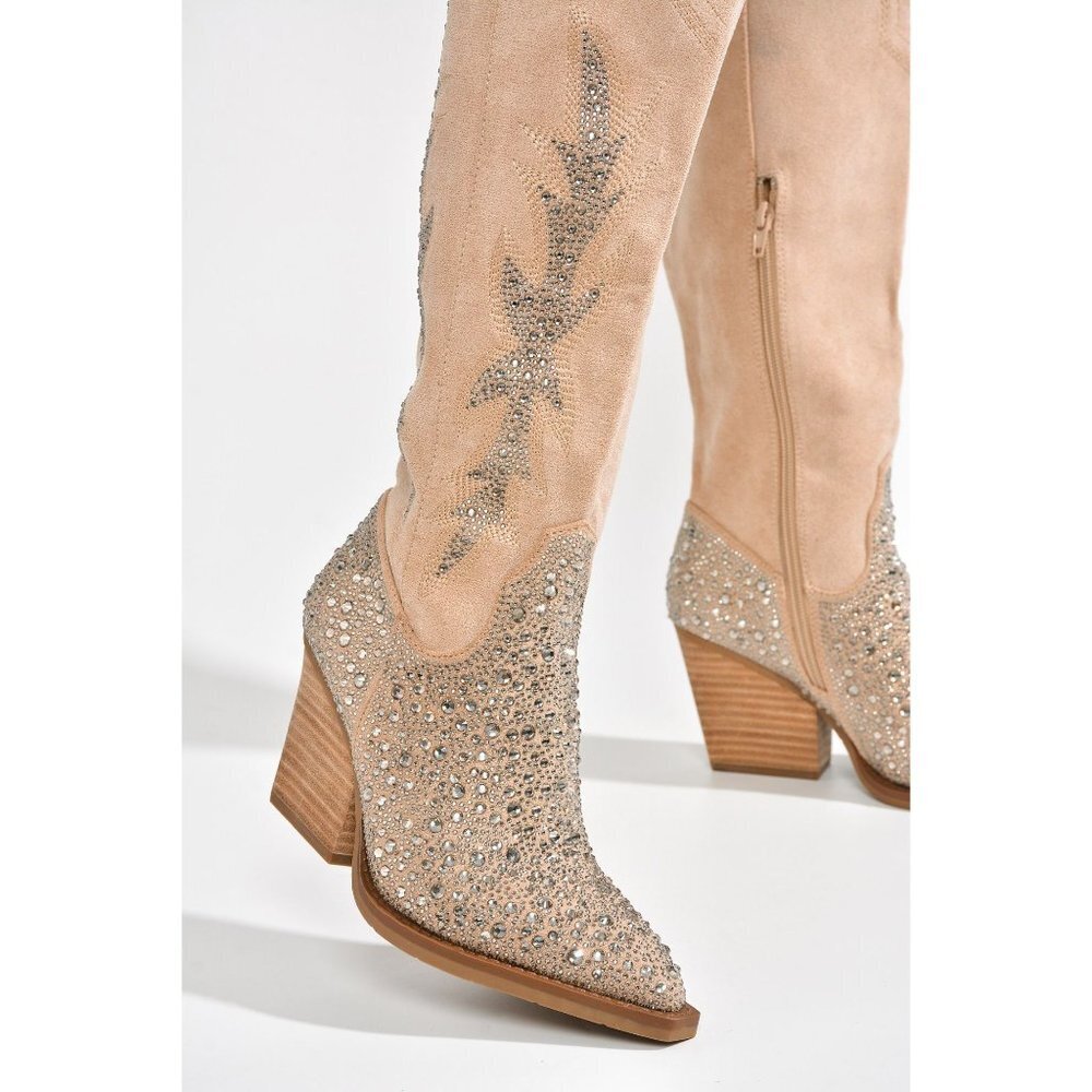 Cape Robbin Block Studded Western Cowboy Boots Ivory Size 8 - Picture 5 of 6